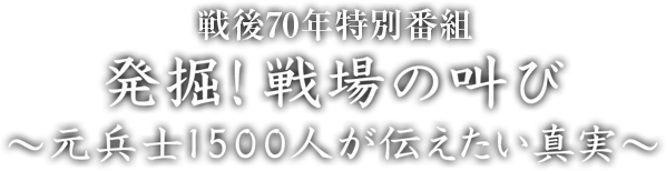 戦後70年特別番組 発掘!戦場の叫び~元兵士1500人が伝えたい真実~|BSテレ東