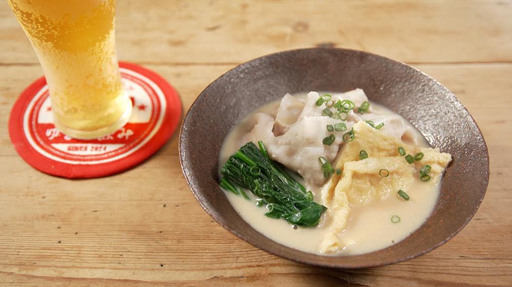 豚肉とほうれん草の豆乳仕立て